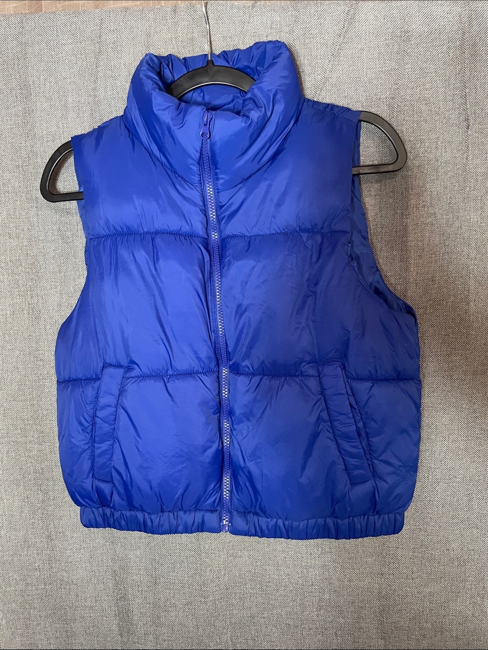 Ambiance Outerwear Royal Blue Puffer Vest High Mock Neck Full Zip Quilted Coat M